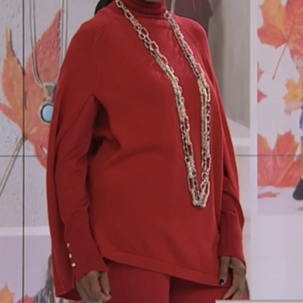 IMAN Vibrant Poncho Sweater With A Touch Of Cashmere.